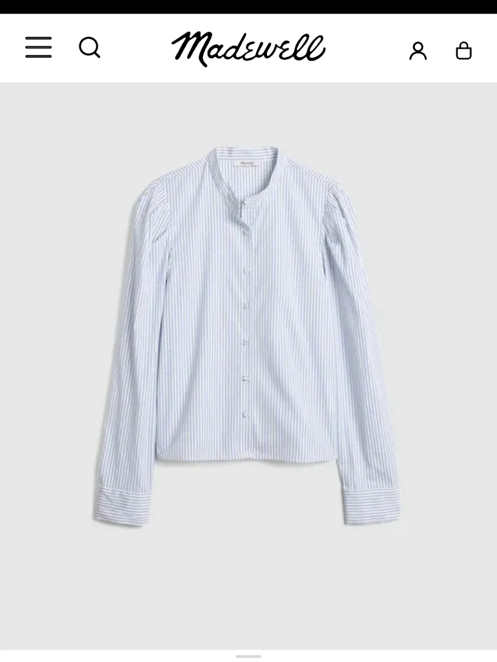 Madewell Puff-Sleeve Button-Up Shirt Blue and White Striped Small G219 - Picture 4 of 12